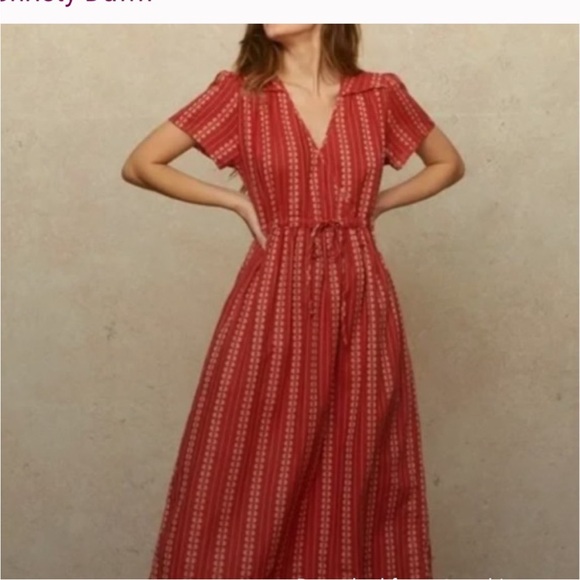 Christy Dawn Hibiscus Zinnia Stripe Dawn Dress M - Picture 3 of 8